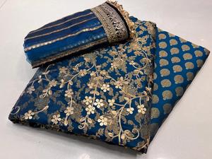 Tendances par Cp Luxury Pure Jamawar Banarsi Shirt Trouser Prêt à Porter Dupatta 3 Pc Unstitched Ladies Suits Formal Wear Anarkali - Product Image 5