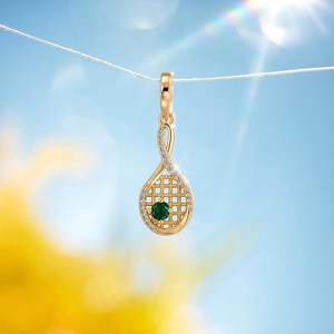 Pendentif de mode Jeulia Move My Way personnalisé avec breloque raquette de tennis et pierre de naissance, plaqué or 18 carats - Product Image 6
