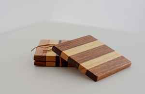 Square <b>Walnut</b> Wood Coasters Polished Eco-Friendly 300mm Diameter Contemporary Style MN Exports - Product Image 4
