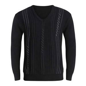 2023 nouveauté hommes manches longues col en V conception personnalisée Logo respirant laine coton mode tricoté pull décontracté - Product Image 5