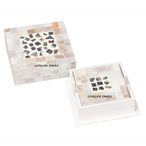 ชุดถาดรองแก้วทำมือแม่ทำจากยางเรซินเปลือกหอยมุกที่รองแก้วเครื่องดื่มสุดหรูพร้อมเปลือกหอยสำหรับตกแต่งโต๊ะและบ้านอย่างหรูหรา - Product Image 2