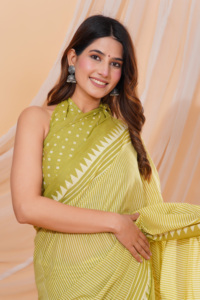 Mulmul de coton traditionnel indien dessiné à la main Ajrakh léger à séchage rapide Saree Blouse nouveau Bollywood Designer mariages d'été - Product Image 3