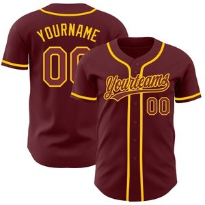 Camiseta de béisbol auténtica Burdeos dorada personalizada ropa de equipo personalizada superventas - Product Image 5
