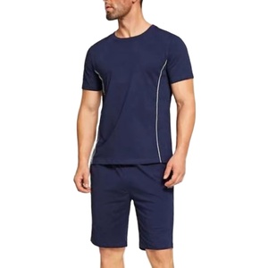 Men's Summer Street Casual Outfit Wholesale High Quality <b>Knitted</b> Two-Piece <b>Set</b> Solid Plus Size Shorts T-Shirts Quick Dry - Product Image 3