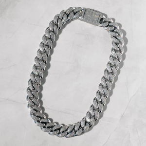 Corte redondo 14mm VVS Moissanite Diamond Cuban Link Chain Iced Out Jewelry Gift para hombres 925 Sterling Silver - Product Image 4