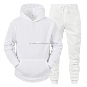 Chándal Blanco Puro al por Mayor para Hombre, Sudadera con Capucha y Pantalones Deportivos Personalizados, Ropa Deportiva Informal de Dos Piezas, Proveedor de Ropa de Gimnasio - Product Image 1