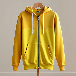 Sudadera con Capucha y Cierre de Cremallera con Estampado de Ojos de Dibujos Animados Amarillos para Hombre, Corte Regular Informal, Tejido de Poliéster, Ropa de Otoño - Product Image 6