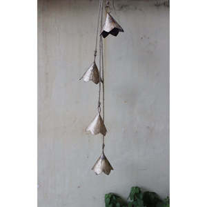 Carillons à vent vintage shabby chic modernes, clochettes à fleurs en métal, carillons suspendus avec corde pour jardin, terrasse extérieure, style bohème, maison - Product Image 2