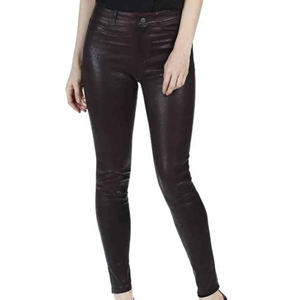 Pantalon de survêtement en cuir OEM personnalisé, taille haute, streetwear, jambe large, décontracté, hiver, hip hop, imperméable, respirant, pantalon pour femmes - Product Image 4