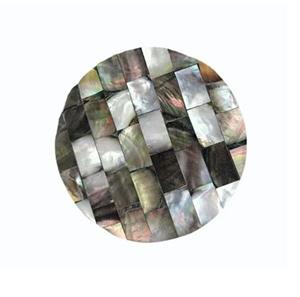 Mop Coaster Round in Grey Color Custom <b>Wood</b> Coaster Set with Handmade Bone and Brass Inlay Made in India - Product Image 1