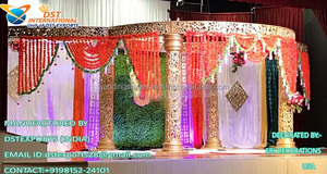 Impresionante Decoración de Mandap Redondo de FRP para Ceremonia de Boda, Estilo Hindú Bollywood Maharaja, la Mejor Decoración de Mandap para Salón de Bodas en LONDRES - Product Image 5