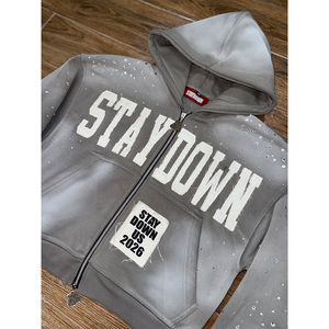 Meilleure fabrication de vêtements 100% coton polaire hommes sweat à capuche zippé hiver Sports de plein air fermeture éclair séchage rapide poche respirante pour hommes - Product Image 4