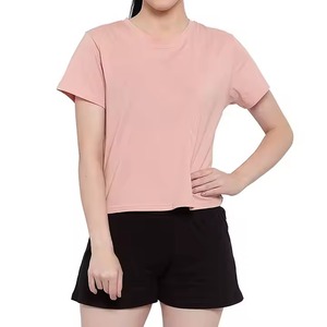 OEM Personnalisé 220g 100% Coton Spandex Femmes T-shirt avec French Terry Femmes Shorts Deux Pièces Ensemble Femmes Vêtements - Product Image 4