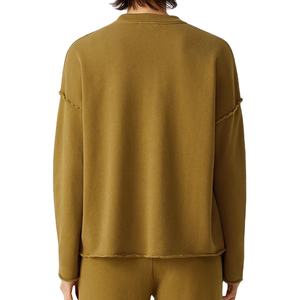 Sudadera informal de punto con cuello redondo para mujer con diseño teñido liso Logotipo frontal Mezcla de LICRA/algodón - Product Image 5