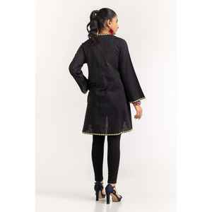 เสื้อเชิ้ตผู้หญิงสีดำลายทางปักลายผ้าฝ้ายป๊อปลินทอ  ไซส์ XL XXL XS สำหรับสไตล์ลำลองและเป็นทางการ ฤดูใบไม้ผลิ - Product Image 3