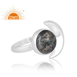 El mejor diseño 925 anillo de piedras preciosas de ágata de musgo Natural de plata joyería personalizada para mujer regalo para ella - Product Image 4