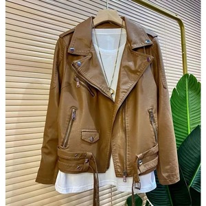 Veste en cuir femmes 2025 veste de base manteau femme hiver moto veste en cuir PU fermeture éclair sweats à capuche vêtements d'extérieur - Product Image 4