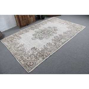 Tapis vintage 5,7 x 8,8 pieds, tapis, tapis marocain blanc en laine - Product Image 2