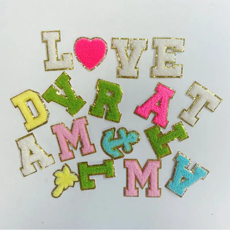 custom 3D sequin embroidery letter patches for clothing