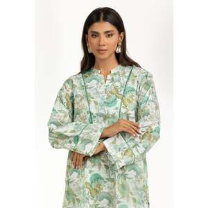 ชุดลำลองสำหรับผู้หญิง IUSTTS-1100 รุ่นสปริง/ซัมเมอร์ ชุดเซ็ต 2 ชิ้น เสื้อและกางเกงขาสั้นผ้าเครปและชีฟอง พิมพ์ลายผ้าลอน - Product Image 4