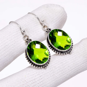 ต่างหู925ทำด้วยมือสีเงินสเตอร์ลิงสีเขียวเพอริดอตเครื่องประดับแบบห้อยสไตล์โบฮีเมียนสวยงามสำหรับผู้หญิงขายส่งเป็นของขวัญ - Product Image 2