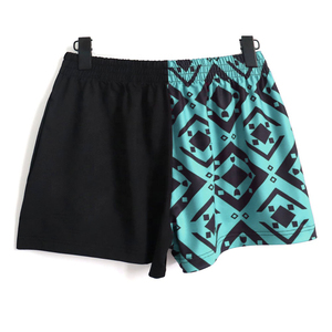 Shorts de rugby unisexes personnalisables à deux couleurs avec poches, taille élastique, respirants, en polyester/nylon, sublimation - Product Image 1