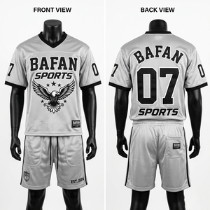 Ensemble maillot et short en mesh pour homme, tissu respirant premium 180 GSM, gris avec empiècements noirs, logo personnalisé - Product Image 2