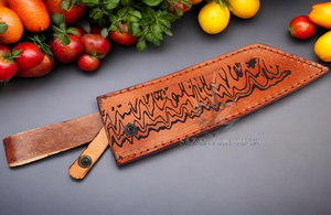 มีดเชฟเหล็กดามัสกัสคุณภาพสูงสุด งานแฮนด์เมด ผลิตด้วยมือ ด้ามหนังแท้ สไตล์ญี่ปุ่น - Product Image 4