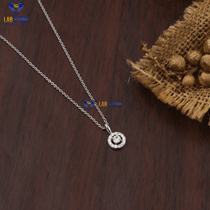 Colgante de diamante de corte brillante redondo TDW 0.318 en oro blanco, joyería de diamantes CVD certificada/no certificada - Product Image 1