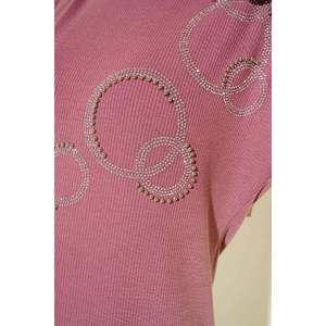 Tunique oversize Rose poussiéreuse manches longues pierres brillantes grande taille femmes Style Boho col carré Design translucide occasions de jour - Product Image 3