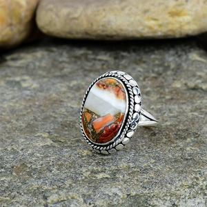 Meilleures ventes de la Saint-Valentin, Turquoise naturelle lisse et épineuse, 10x14mm, argent sterling 925 massif, serti à la main, pour mariage - Product Image 4