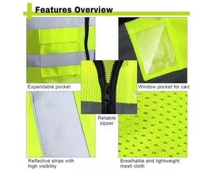 Chaleco de Seguridad de Poliéster de Alta Visibilidad Ultra Duradero, Ropa de Trabajo Suave para Construcción, Personalizable con Logotipo, Ropa Reflectante - Product Image 4