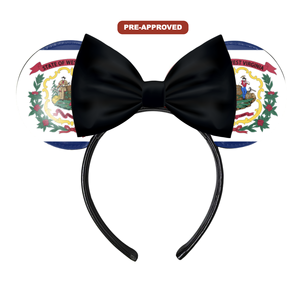 Custom Factory Order Headband-Made-to-Order Concept <b>Mouse</b> Ears with West Virginia State Flag Design Pre-Approval Required - Product Image 1
