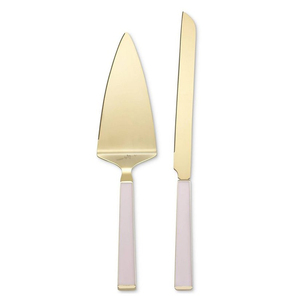 Cake <b>Tools</b> 2 Pcs Stainless Steel Gold Titanium Wedding Cake Knife & Server Set Finishing Cake Server Gift Box - Product Image 2