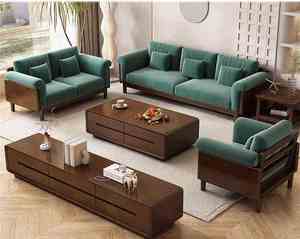 ชุดโซฟาไม้สักสีธรรมชาติ พร้อมเบาะเสริม รวมถึงโต๊ะและโต๊ะกาแฟสำหรับห้องนั่งเล่น - Product Image 2