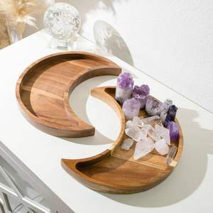 Plateau de présentation en bois en forme de lune |   Qualité de finition artisanale haut de gamme |   Vente en gros en vrac d'usine - Product Image 2