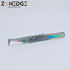 Pinzas de pestañas doradas con agarre de diamante de alta calidad, Etiqueta Privada, accesorios con logotipo personalizado, herramienta, pinzas de pestañas con etiqueta privada a granel - Product Image 5