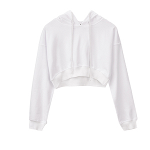เสื้อสเวตเตอร์คอตตอนมีฮู้ดสำหรับผู้หญิง, เสื้อครอปผ้าฝ้าย100% น้ำหนักเบาปรับขนาดและสีได้สำหรับฤดูหนาว - Product Image 2