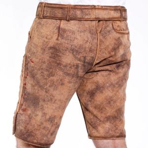 Shorts en cuir de chèvre véritable Lederhosen bavarois élégants pour hommes Taille mi-haute Respirant et grande taille Style de rue - Product Image 6