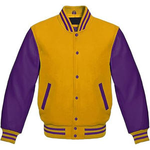 Wholesale Embroidery Leather Sleeve Baseball Varsity New Varsity Jacket Men Baseball Jacket Print Pattern Jacket for Men - Product Image 3