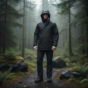 Veste de pluie extensible noire LUND pour vêtements de travail Produit Norvège - Product Image 3