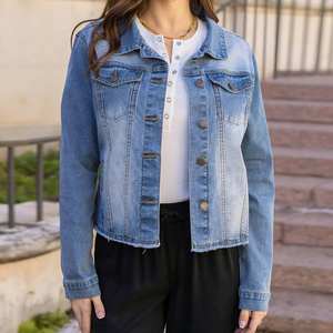 Veste en jean d'hiver en toile 100% coton matelassée à col montant avec logo sur le devant, sur mesure pour hommes, en gros, taille plus - Product Image 1