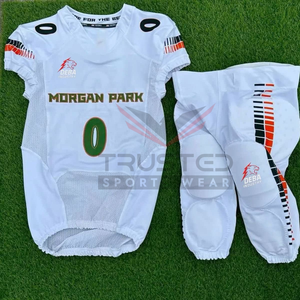 2024年 大人用 アメリカンフットボール ユニフォームセット プラスサイズ 通気性 タックルツイル カラフル 半袖 カスタムメイド 高品質 - Product Image 5