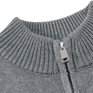 Pull d'école zippé en gros, col en V, coton et polyester, confortable, respirant, fournisseur de tricots uniformes - Product Image 4