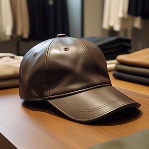 High Quality Leather Baseball Caps Unisex OEM Fashion 6 Panel Leather Snap-<b>Back</b> Cap 6 Panel Leather <b>Patch</b> Baseball Cap - Product Image 3