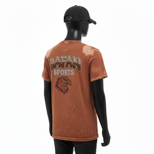 Camiseta de Hombre 100% Algodón, Camiseta con Lavado Ácido, Algodón Jersey Premium de 220 GSM, Suave, Tie Dye, Color Marrón, Impresión de Pantalla, Logotipo Puff - Product Image 5