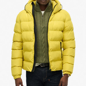 Mens Hooded <b>Yellow</b> Quilted <b>Puffer</b> <b>Jacket</b> Warm Windproof Winter Outerwear Wholesale - Product Image 1