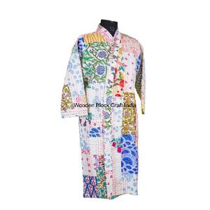 Handmade 100% Organic Cotton Kantha Quilted Jacket Women Summer Kimono Style Long Winter <b>Cardigan</b> Spring Eco-Friendly - Product Image 6