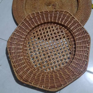 Chất lượng cao làm bằng tay nhỏ mây tấm phong cách tự nhiên với hoa và trái cây họa tiết wicker thủ công mỹ nghệ-Đặt hàng nhỏ chấp nhận - Product Image 6