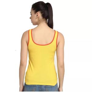 OEM Custom New Design Women's <b>Tank</b> <b>Top</b> <b>Knitted</b> Fitness Wear with Feathers Decoration Plain Color - Product Image 3